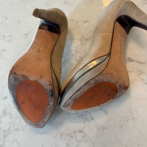 Cole Haan w/Nike Air Chelsea Double Platform Pump. Nude Calf Hair Suede. Size 7 - Picture 9 of 9